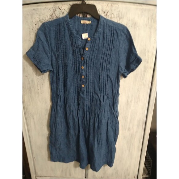 Faherty 100% Linen Dress Blue Xs Boho Feminine Cottage Core - Picture 1 of 9